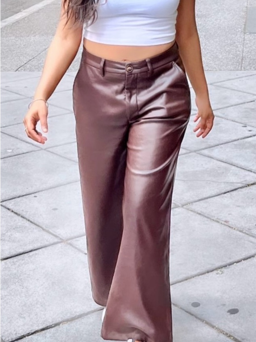Kut from the Kloth Brown Wide Leg Vegan Leather Pants